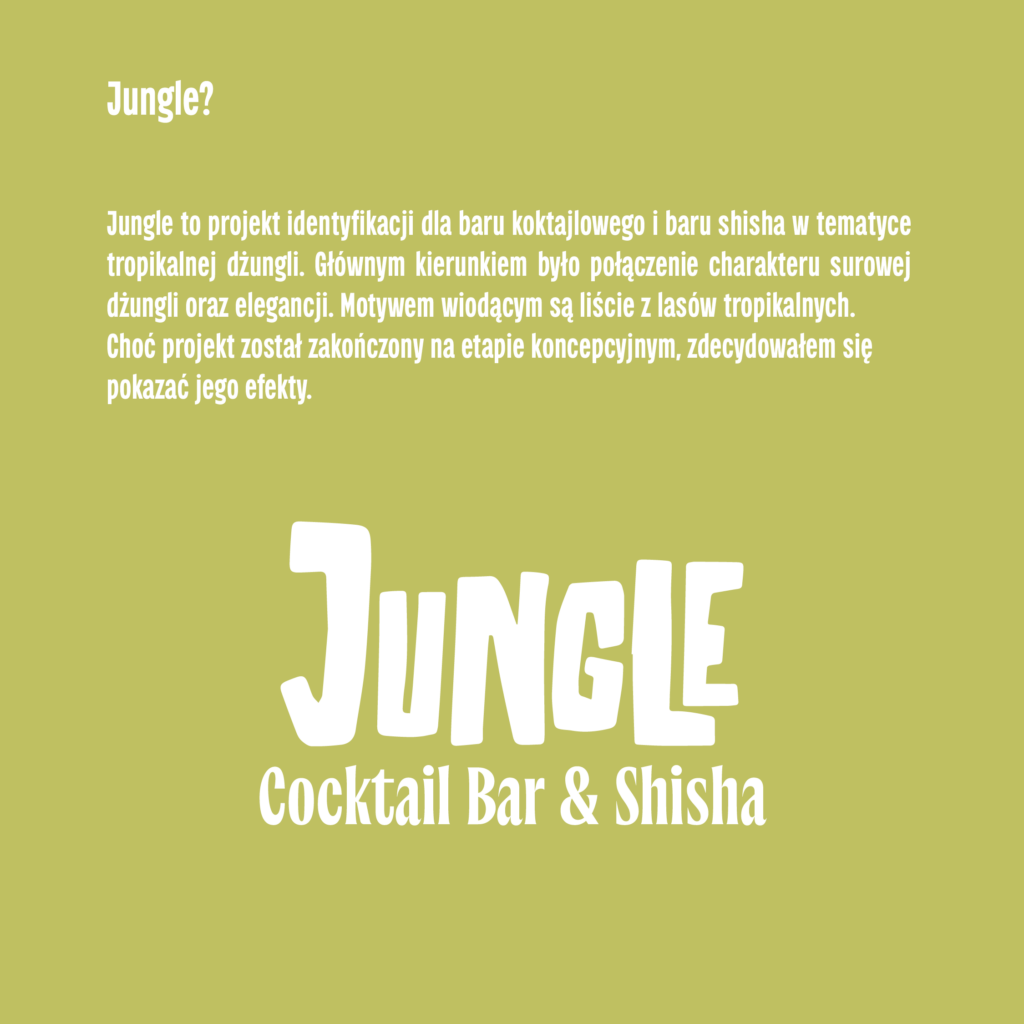 graphic with text explaining the visual identity concept for a cocktail bar called jungle