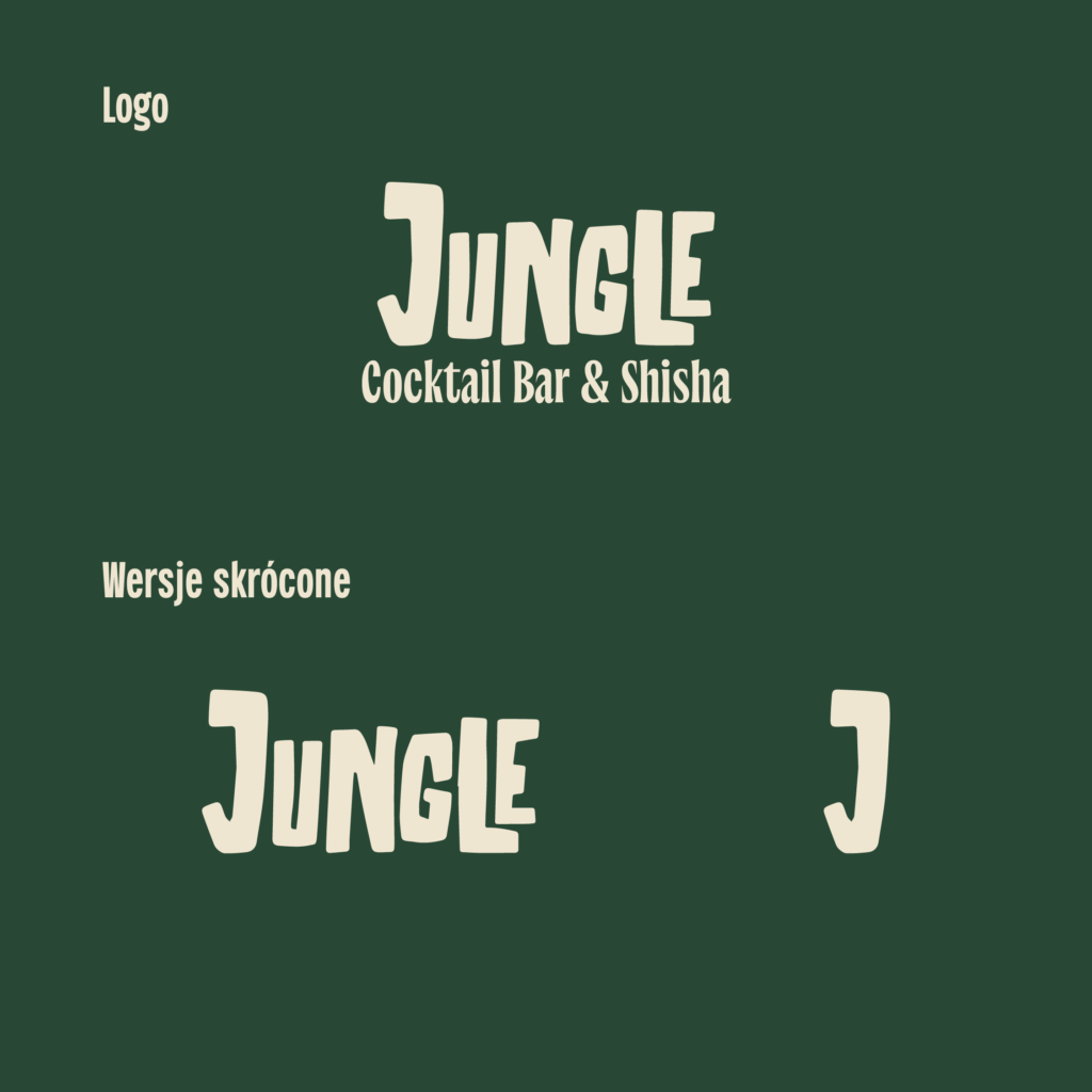 graphic with a green background showing variations of the logo for a cocktail bar called jungle